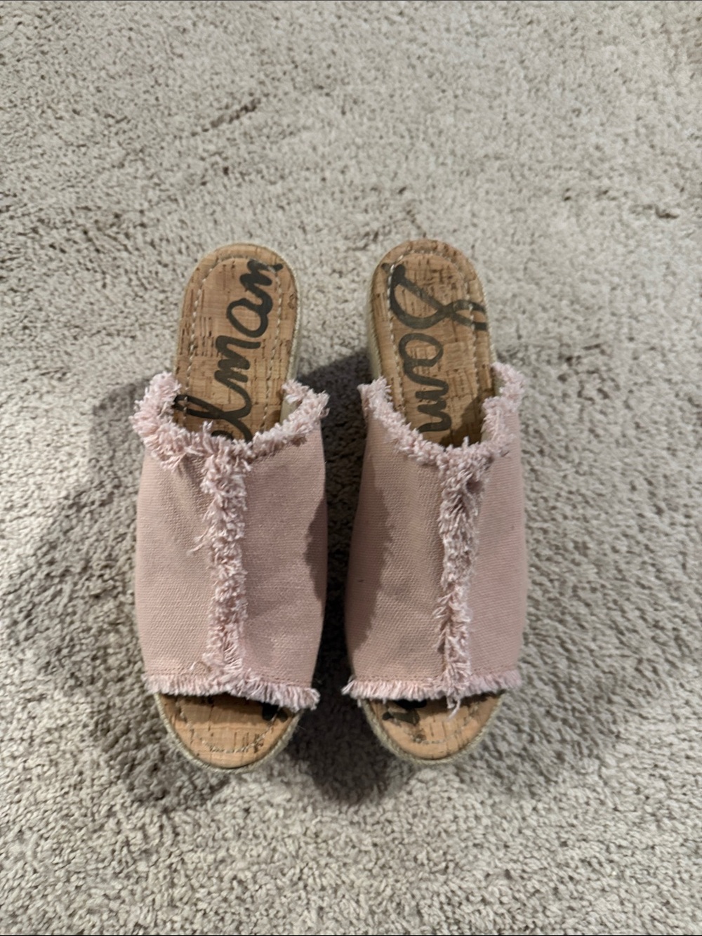 Sam Edelman Blush Frayed Slip-On Mules